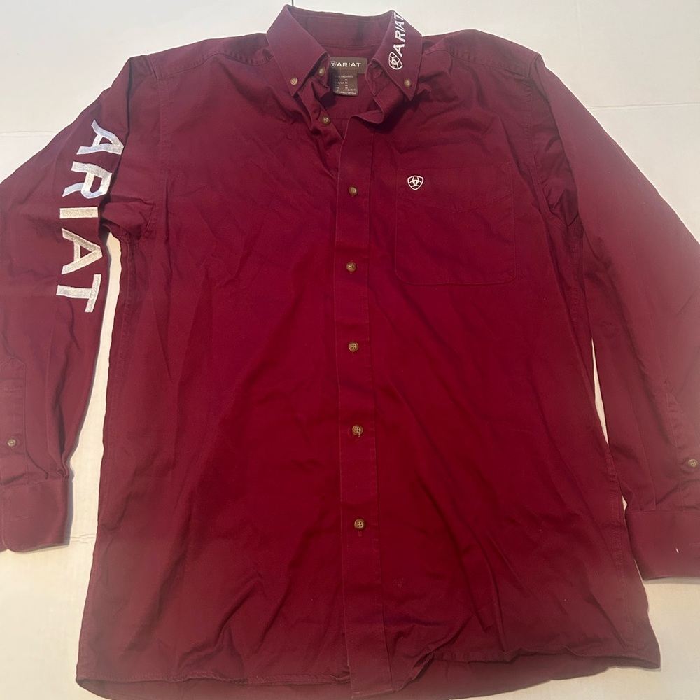 Ariat Men's Deep Red Casual Button Down Shirt